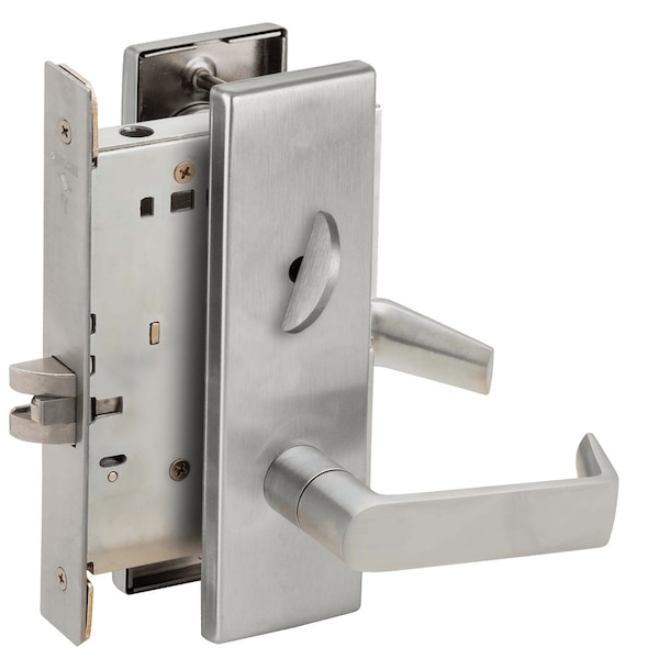 Schlage Grade 1 Bed Bathroom Privacy Mortise Lock, 06 Lever, N Escutcheon, Satin Chrm Fnsh, Field Reversible L9040 06N 626 - main